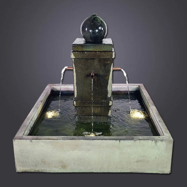 Giannini Garden Napa Square Pond Fountain with Copper Spouts